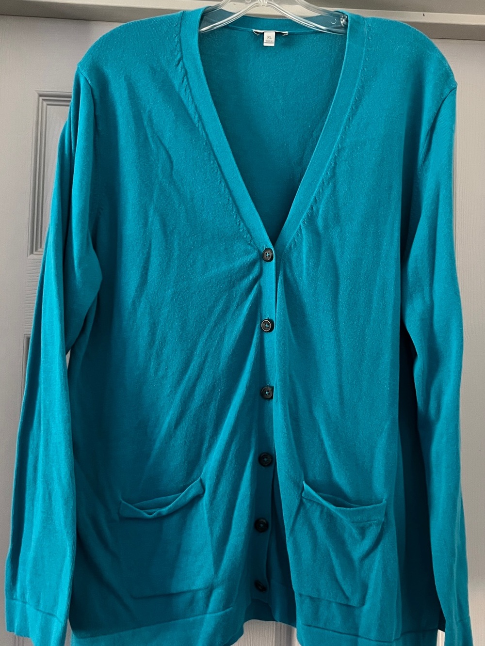 Talbots Teal V-Neck Button Cardigan size XL